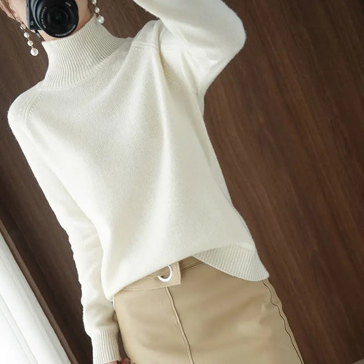 Marlene™ - Casual oversized sweater with a high collar