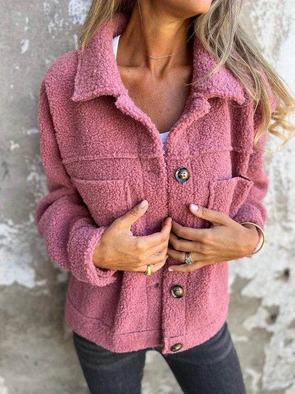 Callie | Warm Teddy Jacket with Elegant Buttons