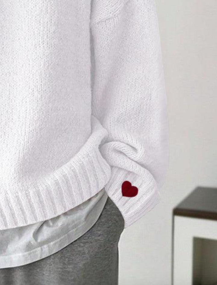 Basic Long Sleeve White Sweater