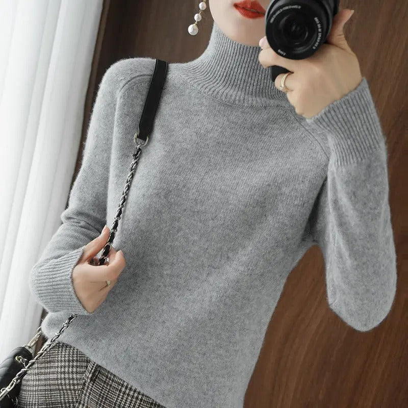 Marlene™ - Casual oversized sweater with a high collar