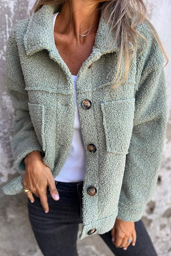 Callie | Warm Teddy Jacket with Elegant Buttons
