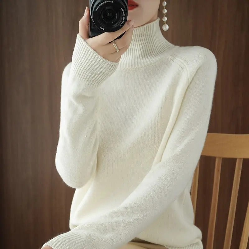 Marlene™ - Casual oversized sweater with a high collar