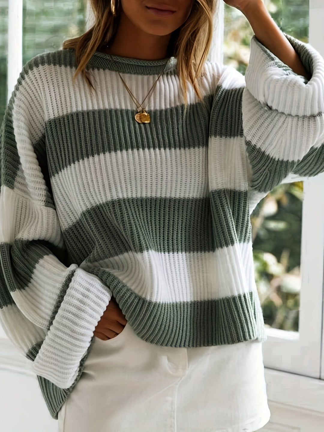 Chloe™ Striped Crew Neck Sweater