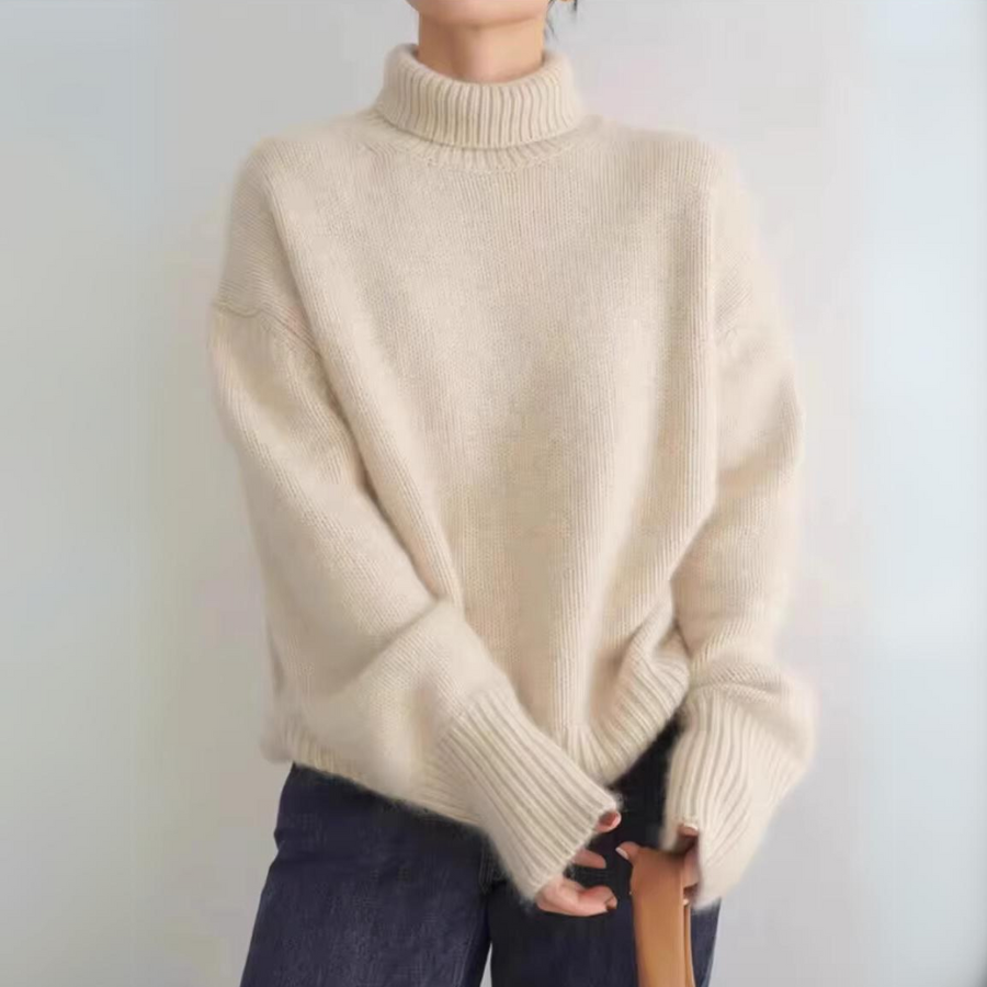 CASHMERE SWEATER WITH ROUNDED NECKLINE IN AMATO LINE