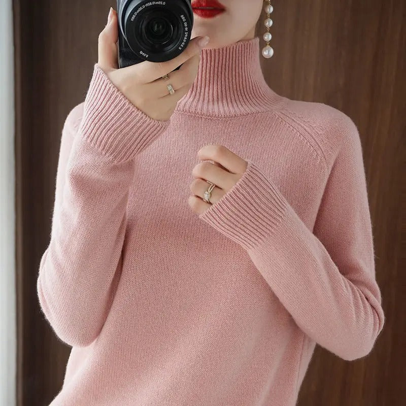 Marlene™ - Casual oversized sweater with a high collar