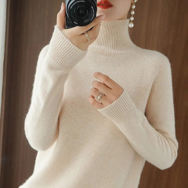 Marlene™ - Casual oversized sweater with a high collar