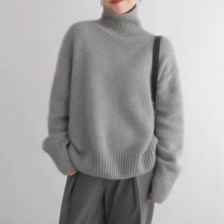 CASHMERE SWEATER WITH ROUNDED NECKLINE IN AMATO LINE