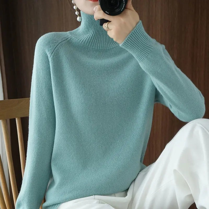 Marlene™ - Casual oversized sweater with a high collar