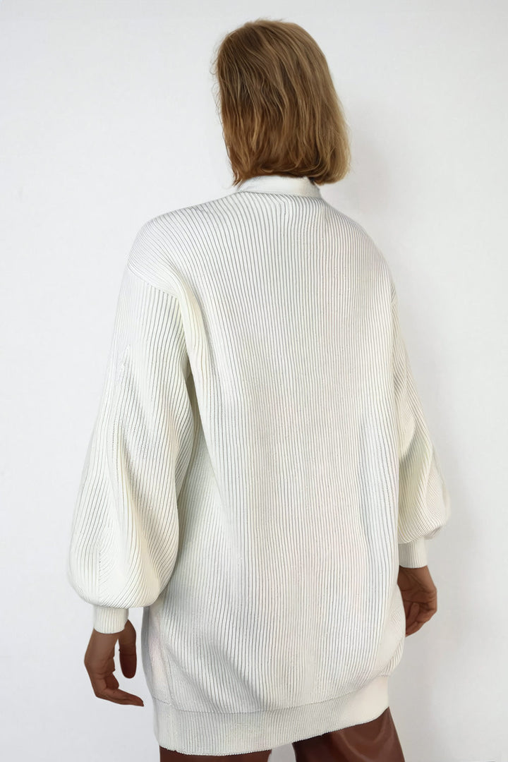 Linea - Oversized ribbed knit cardigan with V-neck