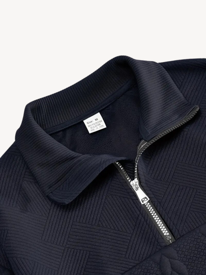 RANIERO - CASUAL HENLEY SWEATER WITH HALF ZIP