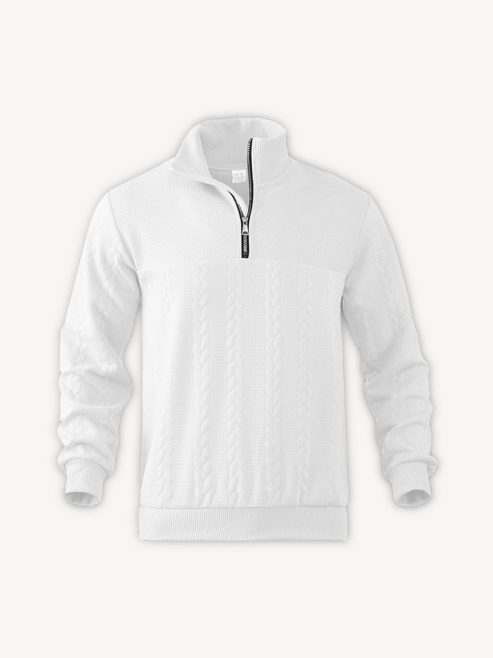 RANIERO - CASUAL HENLEY SWEATER WITH HALF ZIP