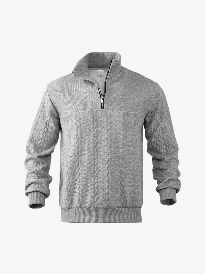 RANIERO - CASUAL HENLEY SWEATER WITH HALF ZIP