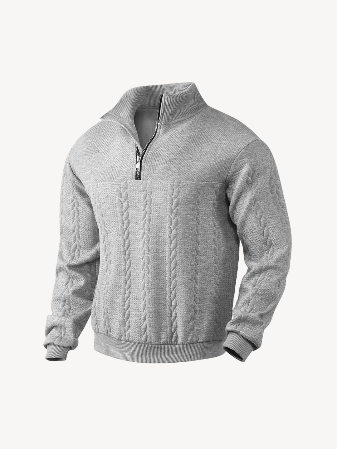 RANIERO - CASUAL HENLEY SWEATER WITH HALF ZIP