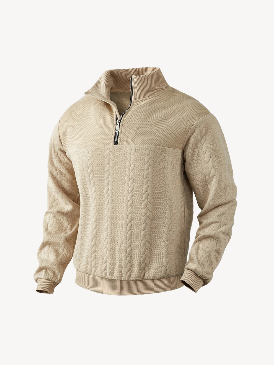 RANIERO - CASUAL HENLEY SWEATER WITH HALF ZIP