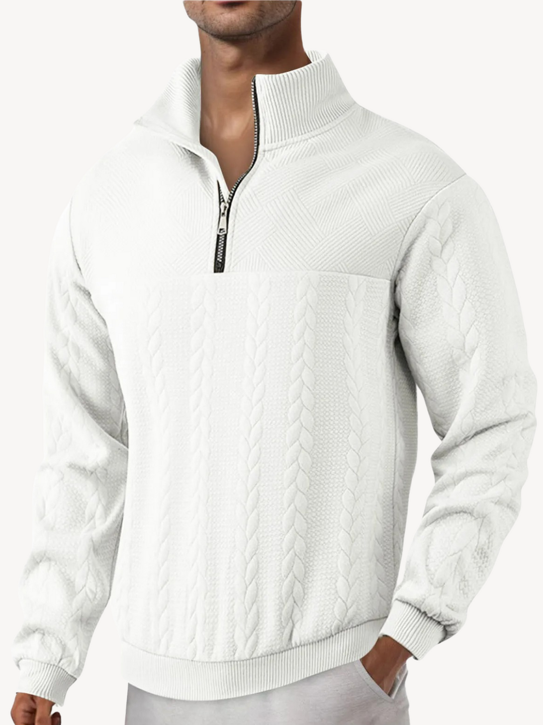 RANIERO - CASUAL HENLEY SWEATER WITH HALF ZIP