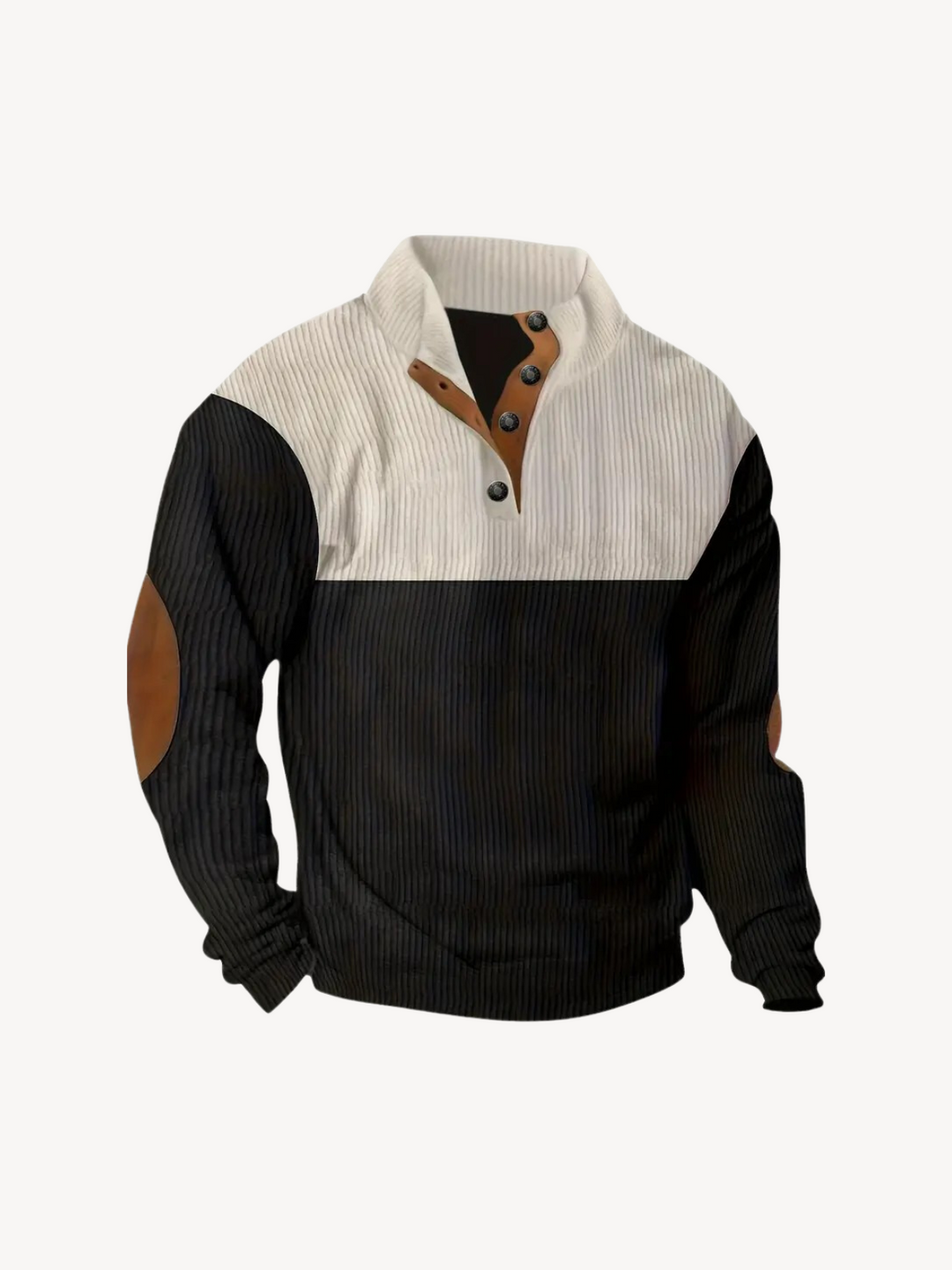 VITTORIO - HENLEY SHIRT WITH PATCHWORK INSERTS