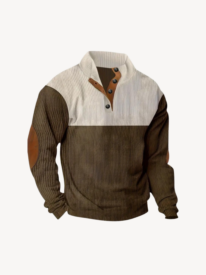 VITTORIO - HENLEY SHIRT WITH PATCHWORK INSERTS