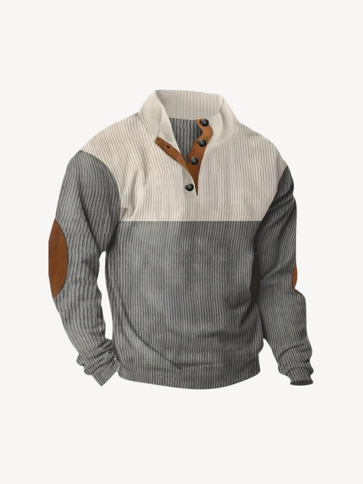 VITTORIO - HENLEY SHIRT WITH PATCHWORK INSERTS