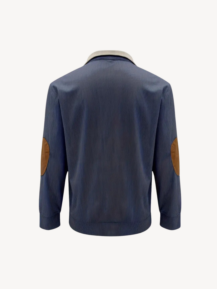 VITTORIO - HENLEY SHIRT WITH PATCHWORK INSERTS