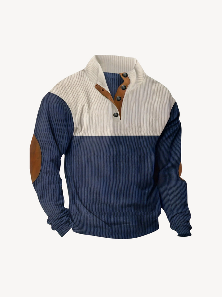 VITTORIO - HENLEY SHIRT WITH PATCHWORK INSERTS