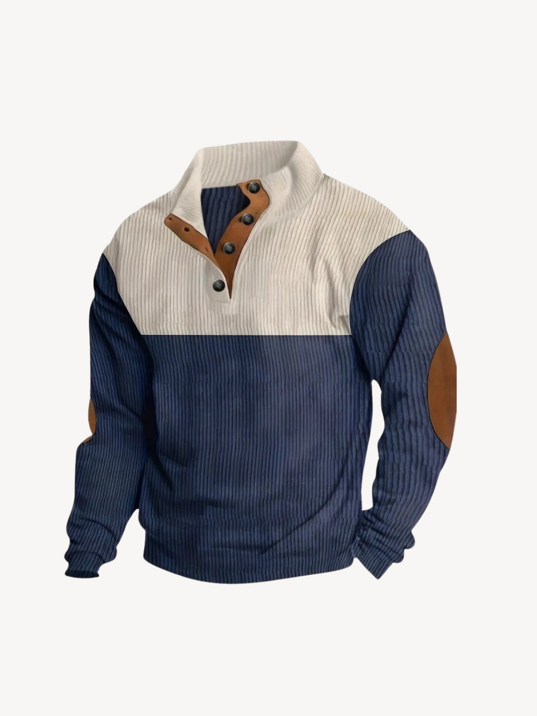 VITTORIO - HENLEY SHIRT WITH PATCHWORK INSERTS