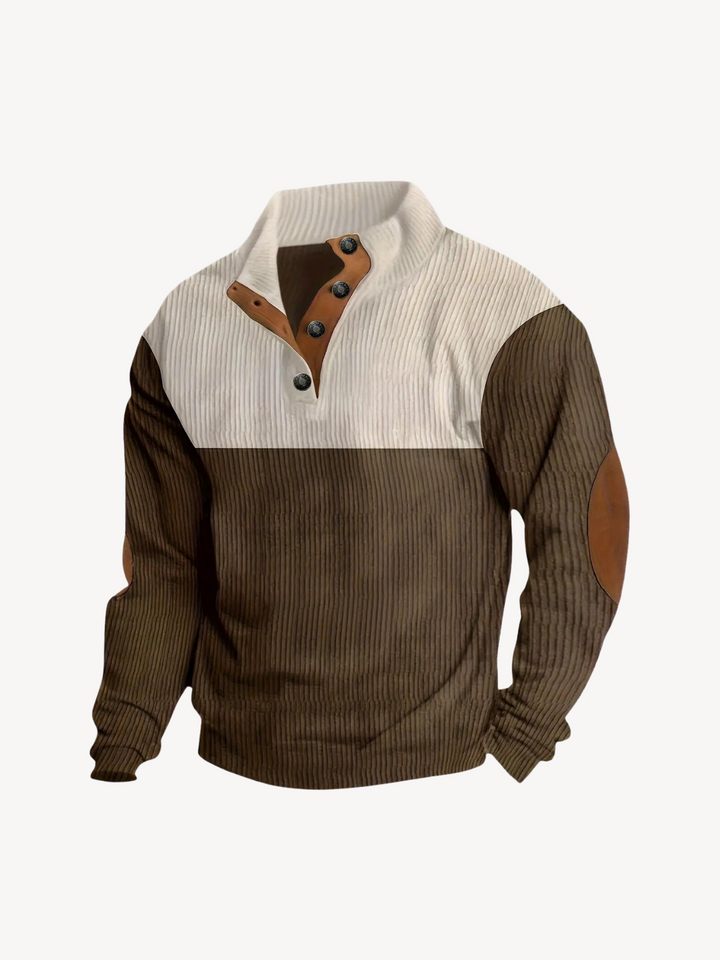 VITTORIO - HENLEY SHIRT WITH PATCHWORK INSERTS