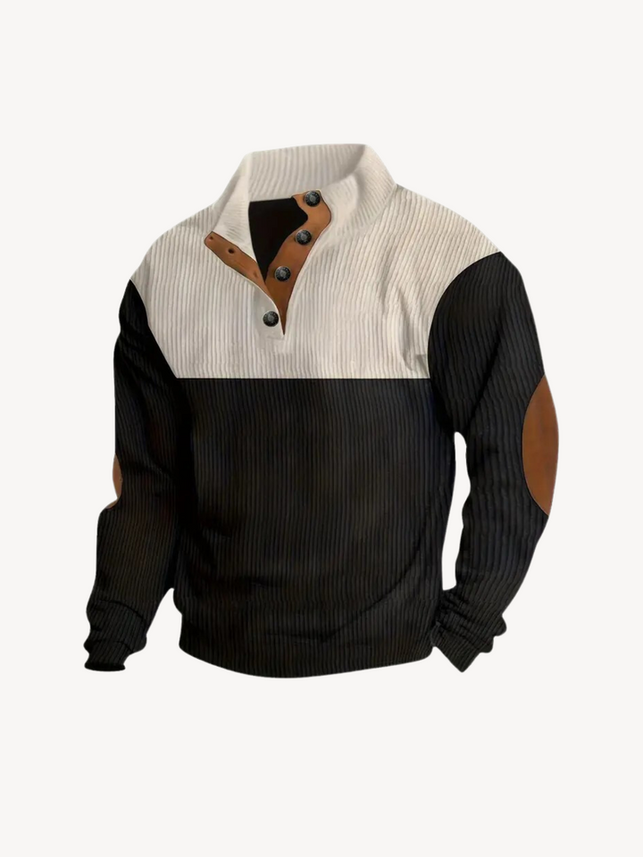 VITTORIO - HENLEY SHIRT WITH PATCHWORK INSERTS