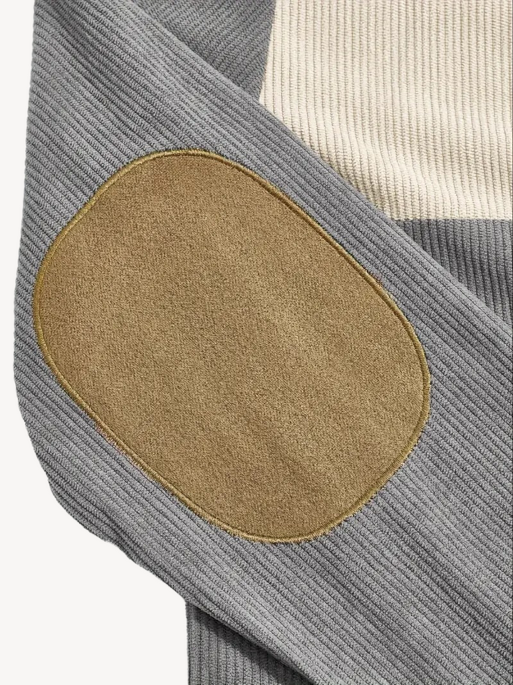 VITTORIO - HENLEY SHIRT WITH PATCHWORK INSERTS