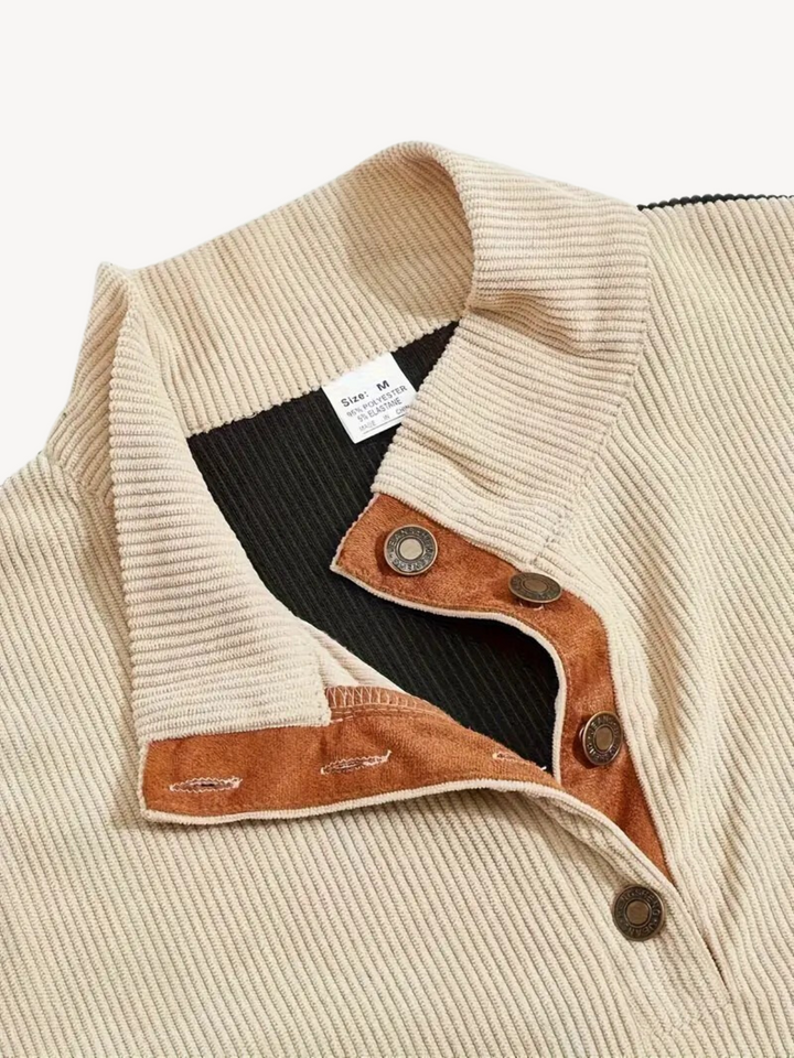 VITTORIO - HENLEY SHIRT WITH PATCHWORK INSERTS