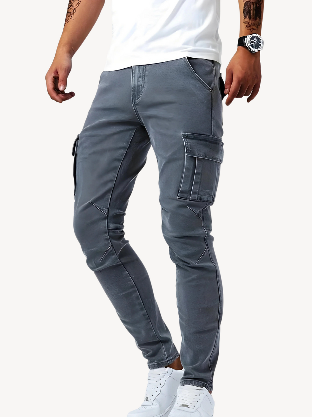 DANTE - ELASTICATED CARGO JEANS PANTS