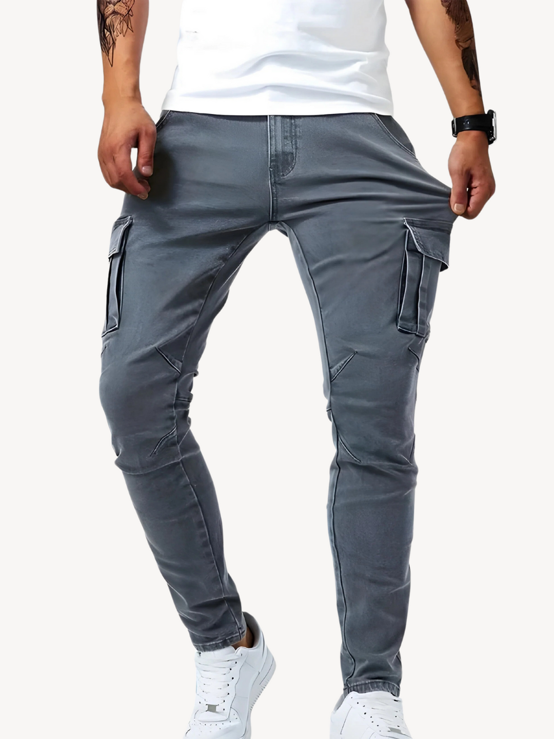 DANTE - ELASTICATED CARGO JEANS PANTS