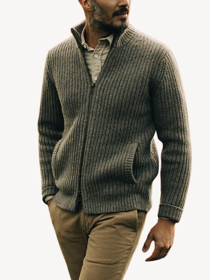 OSVALDO - RETRO WOOL SWEATER WITH DOUBLE ZIP