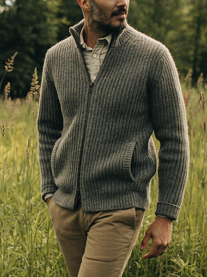 OSVALDO - RETRO WOOL SWEATER WITH DOUBLE ZIP