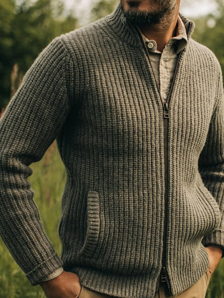 OSVALDO - RETRO WOOL SWEATER WITH DOUBLE ZIP