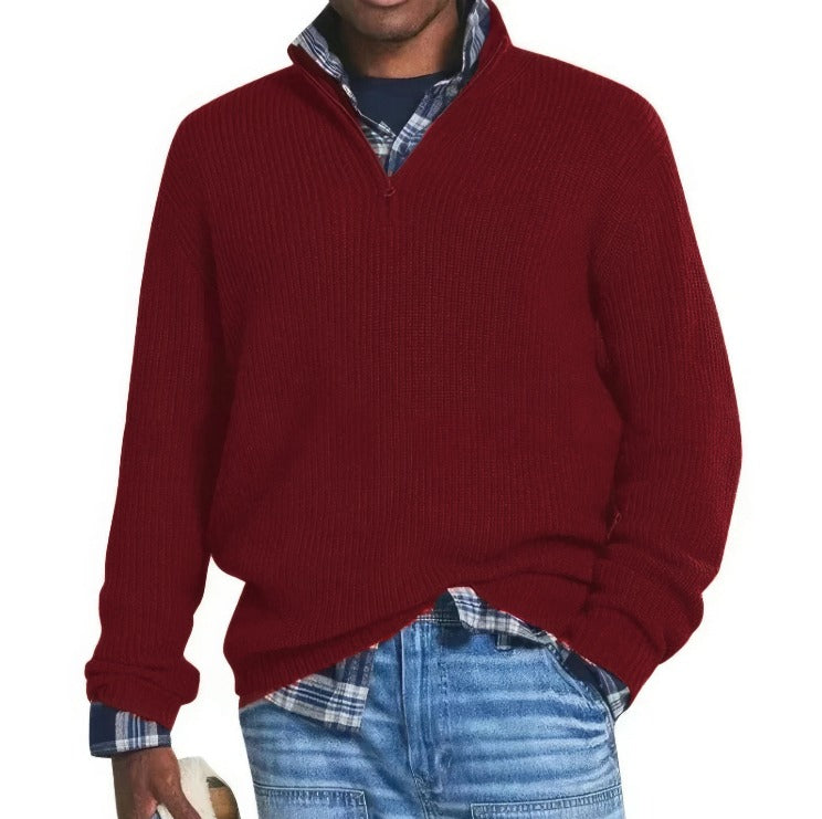 CLAUDE - ZIPPERED KNITTED PULLOVER FOR MEN