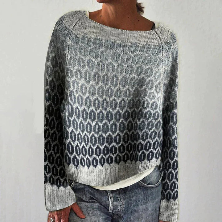 Sanya - Geometric Print Knit Sweater