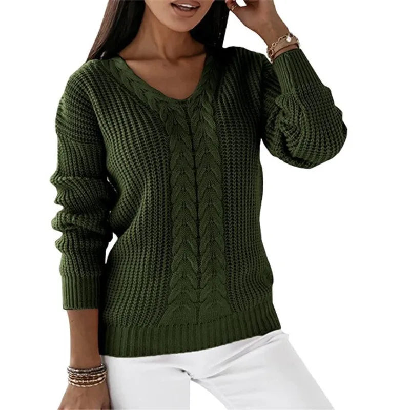 The Clair™ | Vintage Knit V-Neck Sweater