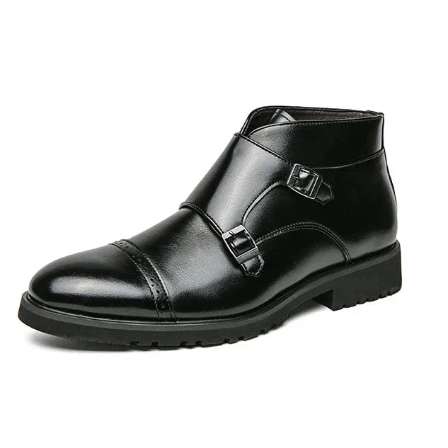 Alain™ - double monk leather ankle boots with straps