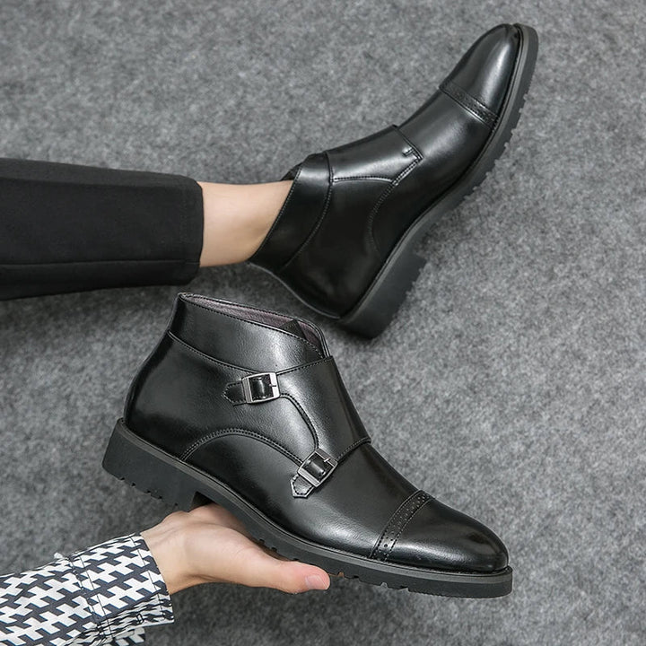 Alain™ - double monk leather ankle boots with straps