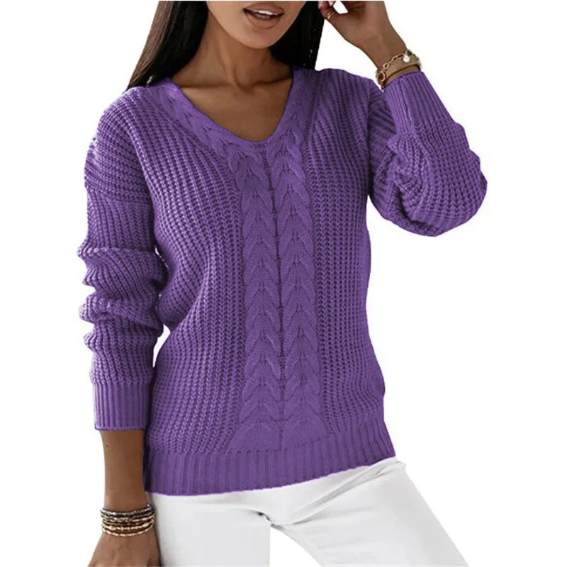 The Clair™ | Vintage Knit V-Neck Sweater