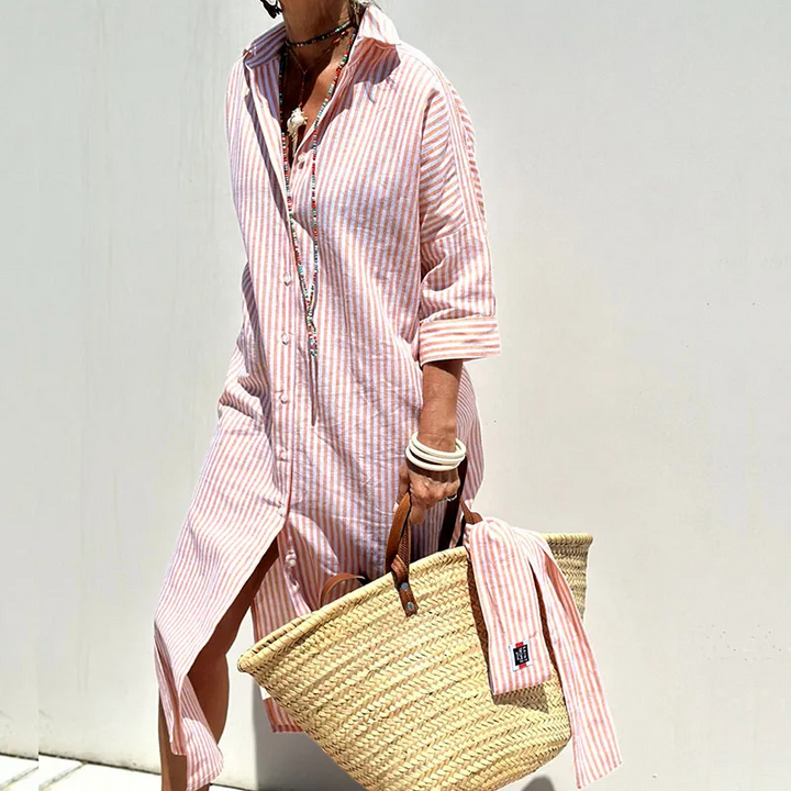 Signe - Chic striped shirt dress