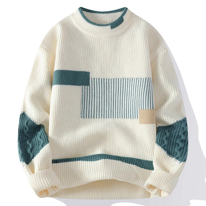 Ador | Sweater with mock neck and patchwork design for men