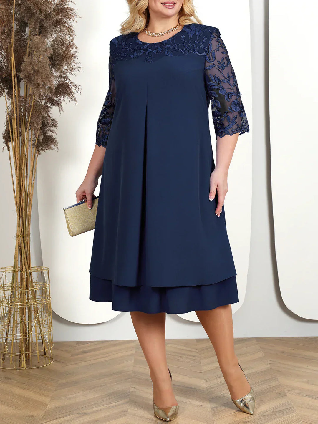 Meliora | Embroidered plus size evening gown
