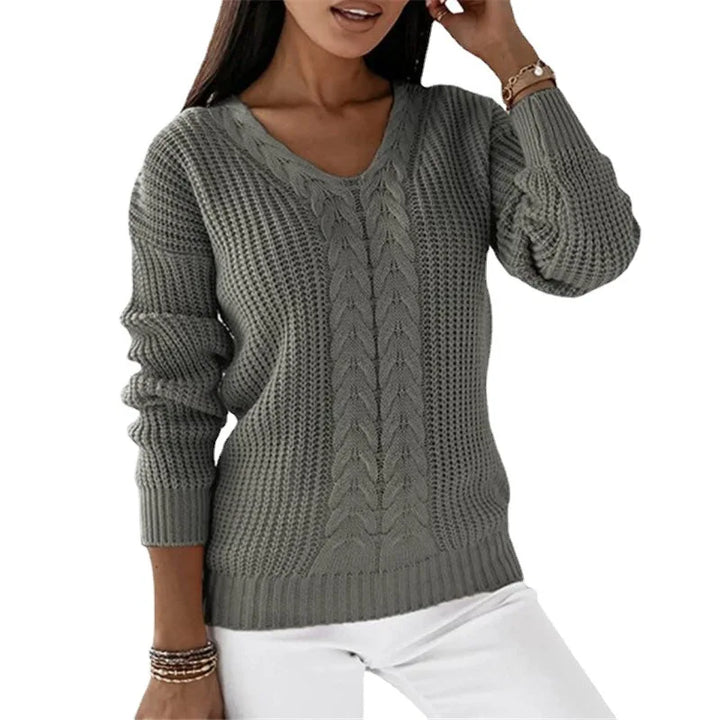 The Clair™ | Vintage Knit V-Neck Sweater