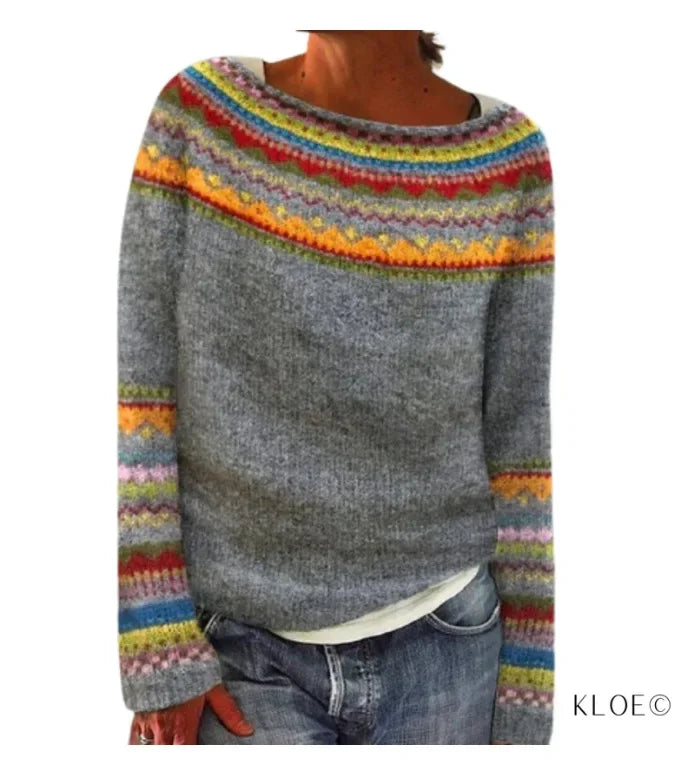 The Clair™ | Knitted autumn sweater with patterns