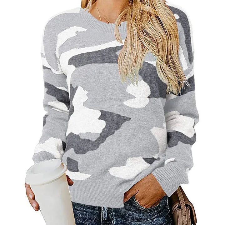 Le Clair™ | Leopard Camouflage Knit Sweater