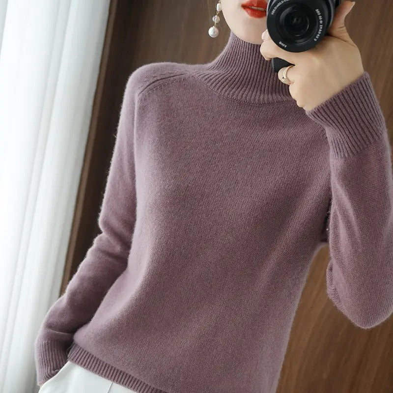 Marlene™ - Casual oversized sweater with a high collar