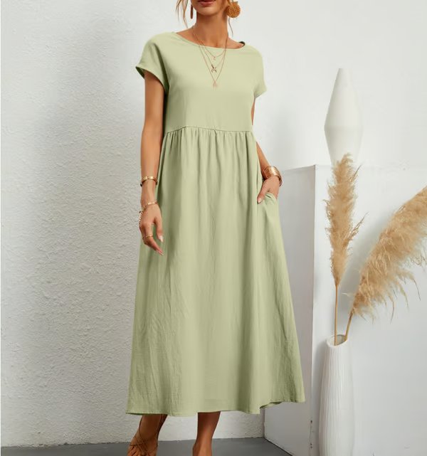 Airy Cotton-Linen Sleeveless Pocket Dress