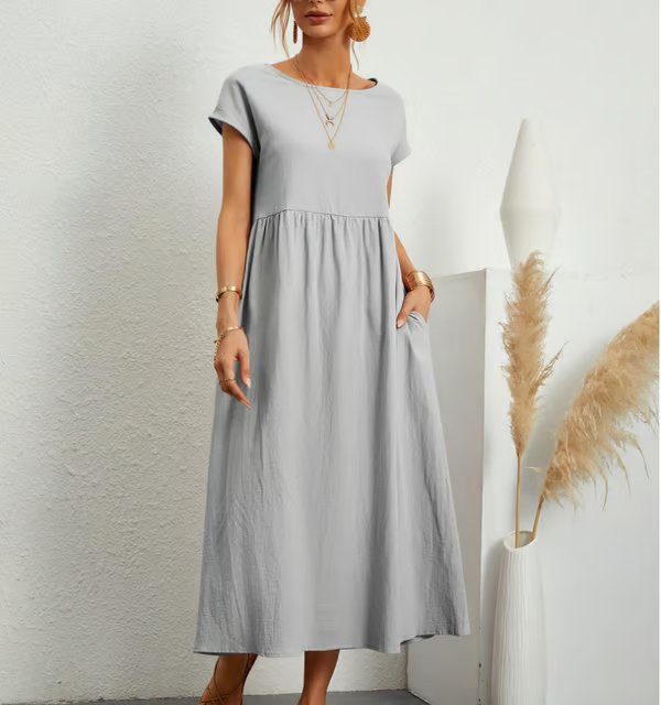 Airy Cotton-Linen Sleeveless Pocket Dress