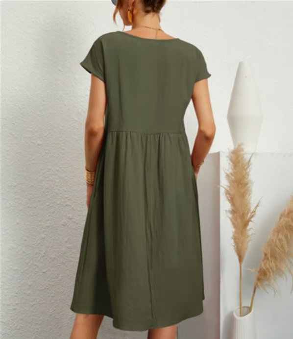 Airy Cotton-Linen Sleeveless Pocket Dress